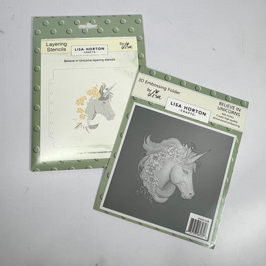 Believe in Unicorns 3D Embossing Folder, Die, and Stencil by Lisa Horton