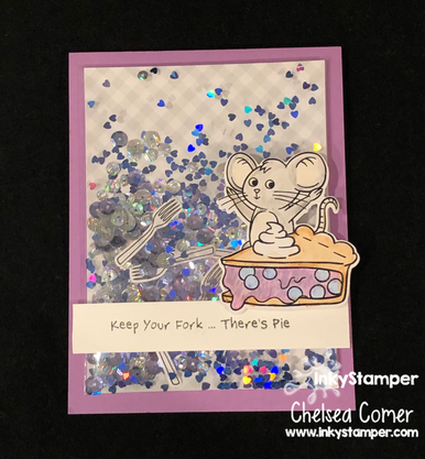 Pie shaker card using Pie stamp set by InkyStamper