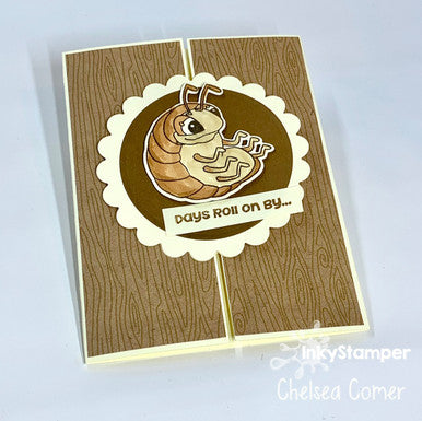 gate fold card using Roly Poly stamp set by InkyStamper