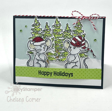 holiday card using Ralph and Rosie solos stamp set by InkyStamper