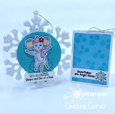 Fun projects using Snow Angel stamp set by InkyStamper