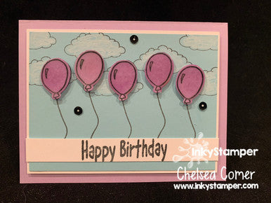 Balloon card made with Bunny stamps by InkyStamper