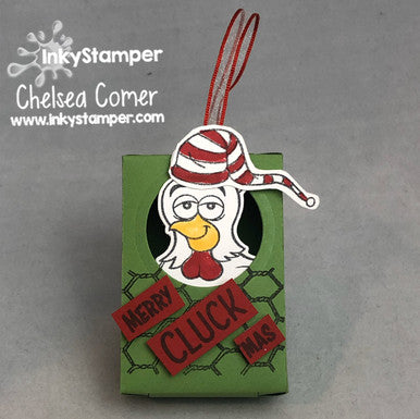 chicken ornament using Paper Clip Box die by InkyStamper