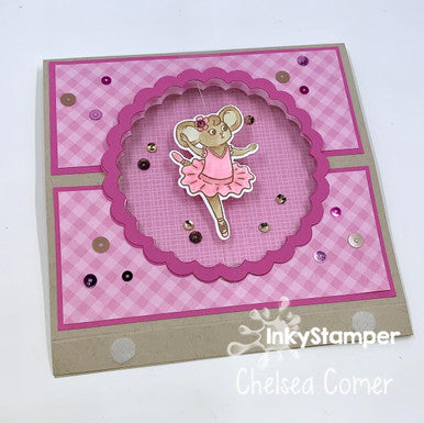 cute girl card using Ballerina stamp set by InkyStamper