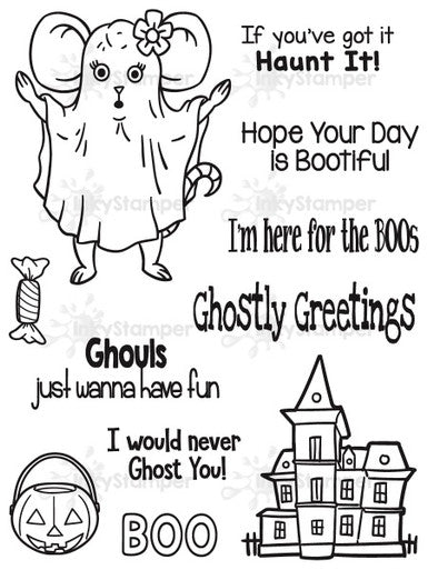Ghost stamp set featuring Ralph and Rosie by InkyStamper