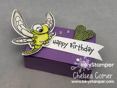 dragonfly treat using Paper Clip Box die by InkyStamper