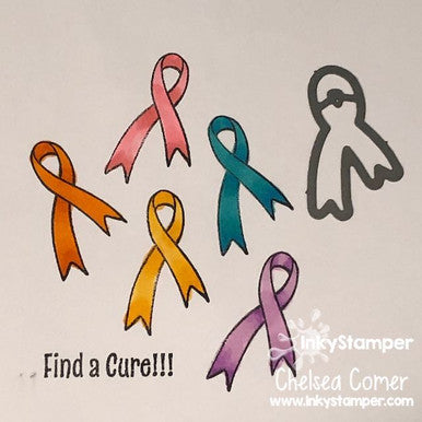 colorful ribbons made with Pig Cause stamps by InkyStamper