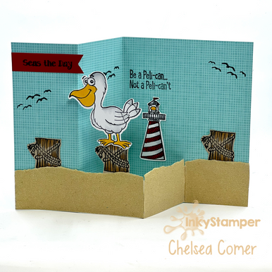 Pelican Z Fold Card by InkyStamper