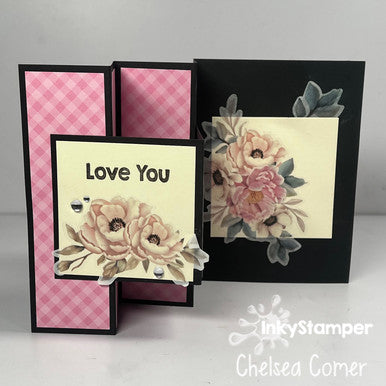 W V Fun Fold Floral card Opened