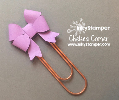 bow toped paperclips using  Mini Double Bow die by InkyStamper
