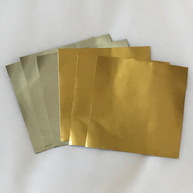 6 sheets of Luxurious Silver Metallic Paper with Gold on the back of every piece.  6" x 6"