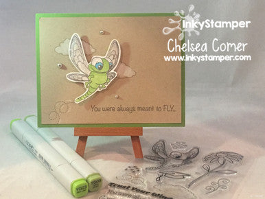 fun cards using Dragonfly stamp set by InkyStamper