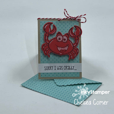 mini card featuring InkyStamper Crab