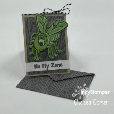mini card featuring InkyStamper Housefly