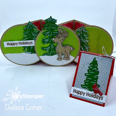 OOAK Flip Flop Round About Card for the Holidays featuring Deer by InkyStamper