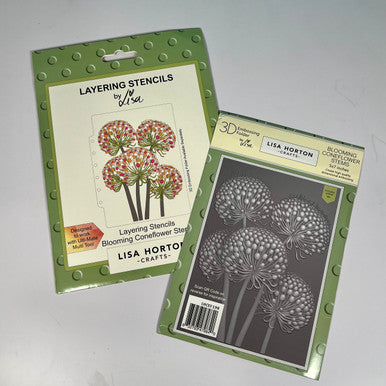 Blooming Coneflower Stems 3D Embossing Folder and Stencil by Lisa Horton