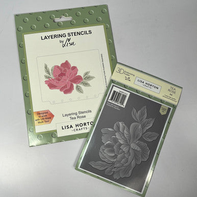 Tea Rose 3D Embossing Folder and Stencil by Lisa Horton