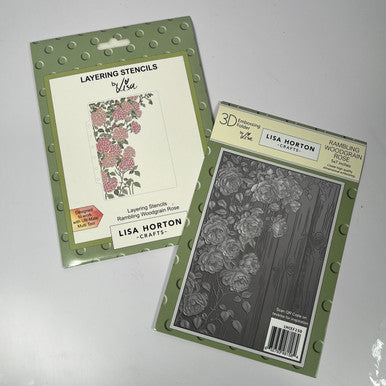 Rambling Woodgrain Rose 3D Embossing Folder and Stencil by Lisa Horton