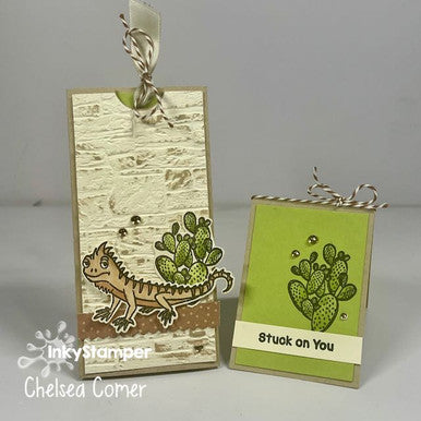 OOAK Double Slider Card featuring Iguana by InkyStamper