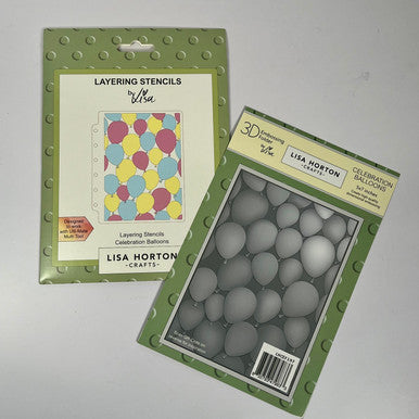Celebration Balloons 3D Embossing Folder and Stencil by Lisa Horton