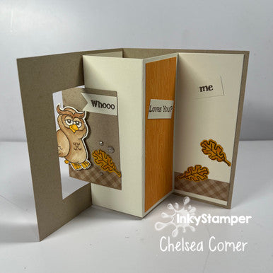 Accordion Owl Window Card Open