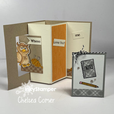 OOAK Accordion Owl Window Card by InkyStamper