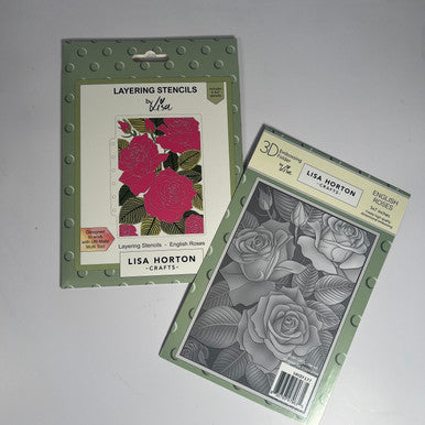 English Roses 3D Embossing Folder and Stencil by Lisa Horton