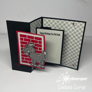 Double Decker Pop-Up Goat Card with sentiment Popping up