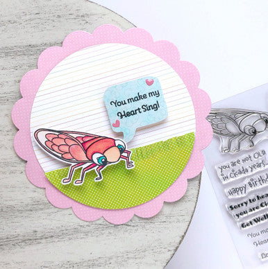 cute card using Cicada stamp set by InkyStamper