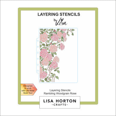 Rambling Woodgrain Rose Stencil by Lisa Horton