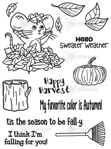 Leaves stamp set featuring Ralph and Rosie by InkyStamper
