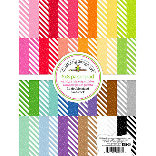 Doodlebug Design - Monochromatic Collection - 6 x 8 Paper Pad - Petite Prints - candy stripe sprinkles