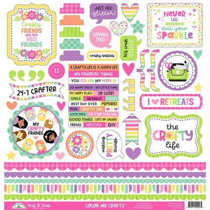 Doodlebug - Color Me Crafty - 12x12 Sticker Sheet / Paper