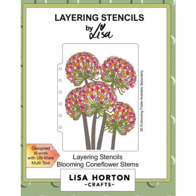 Blooming Coneflower Stems Stencil by Lisa Horton