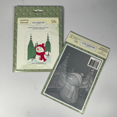Winter Snowman 3D Embossing Folder, Stencil, and Die by Lisa Horton
