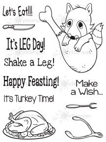 Turkey Leg stamp set featuring Ramone and Rita by InkyStamper