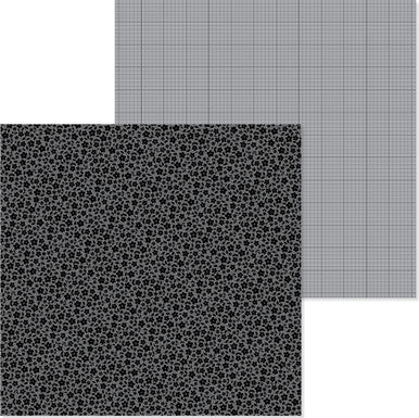 Doodlebug Design - Monochromatic Collection -  Floral / Graph - 12 x 12 - Beetle Black