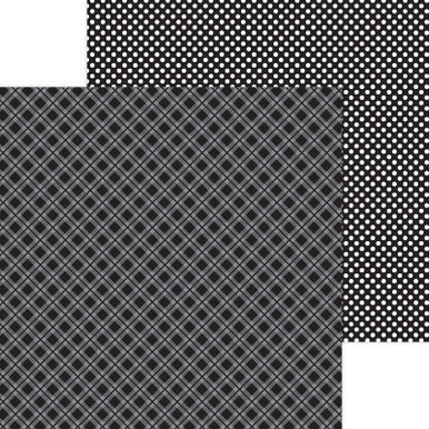 Doodlebug Design - Monochromatic Collection -  Candy Stripe / Sprinkles - 12 x 12 - Beetle Black