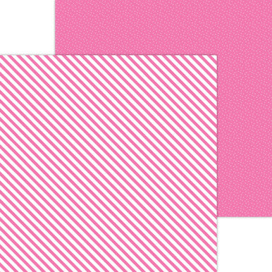 Doodlebug Design - Monochromatic Collection -  Candy Stripe / Sprinkles - 12 x 12 - Bubblegum