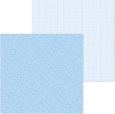 Doodlebug Design - Monochromatic Collection -  Floral / Graph - 12 x 12 - Bubble Blue