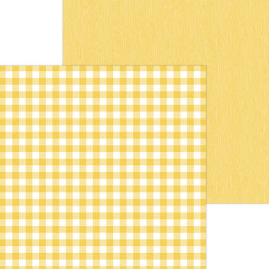 Doodlebug Design - Monochromatic Collection -  buffalo check / woodgrain - 12 x 12 - Bumblebee