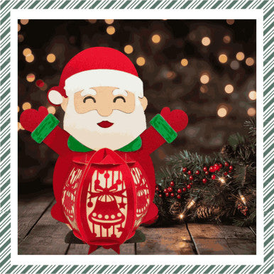 Assembled and Lit Up  Santa CrafTreat lantern