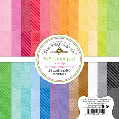 Doodlebug Design - Monochromatic Collection - 6 x 6 Paper Pad - Petite Prints - Dot Stripe
