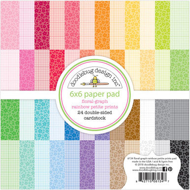 Doodlebug Design - Monochromatic Collection - 6 x 6 Paper Pad - Petite Prints - Floral Graph