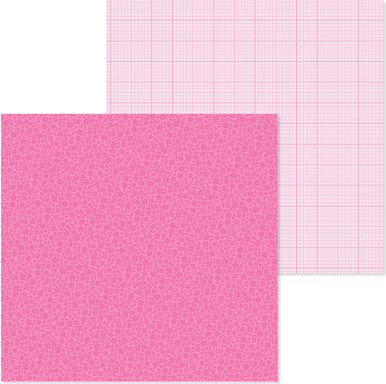 Doodlebug Design - Monochromatic Collection -  Floral / Graph - 12 x 12 - Bubblegum
