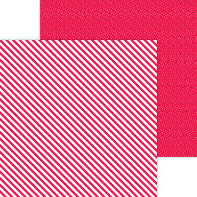 Doodlebug Design - Monochromatic Collection -  Candy Stripe / Sprinkles - 12 x 12 - Ladybug