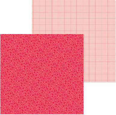 Doodlebug Design - Monochromatic Collection -  Floral / Graph - 12 x 12 - Ladybug