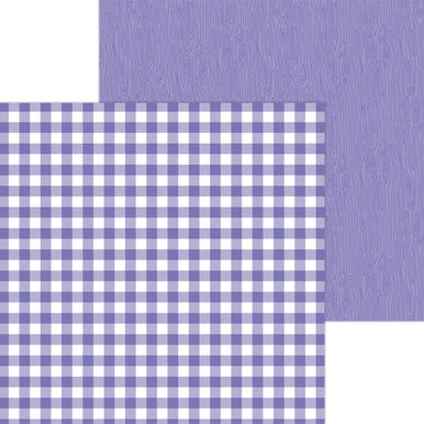 Doodlebug Design - Monochromatic Collection -  buffalo check / woodgrain - 12 x 12 - Lilac