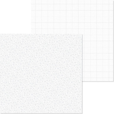 Doodlebug Design - Monochromatic Collection -  Floral / Graph - 12 x 12 - Lily White