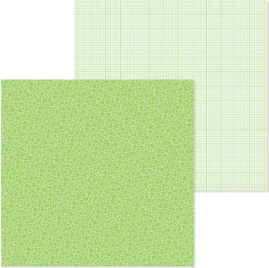 Doodlebug Design - Monochromatic Collection -  Floral / Graph - 12 x 12 - Limeade